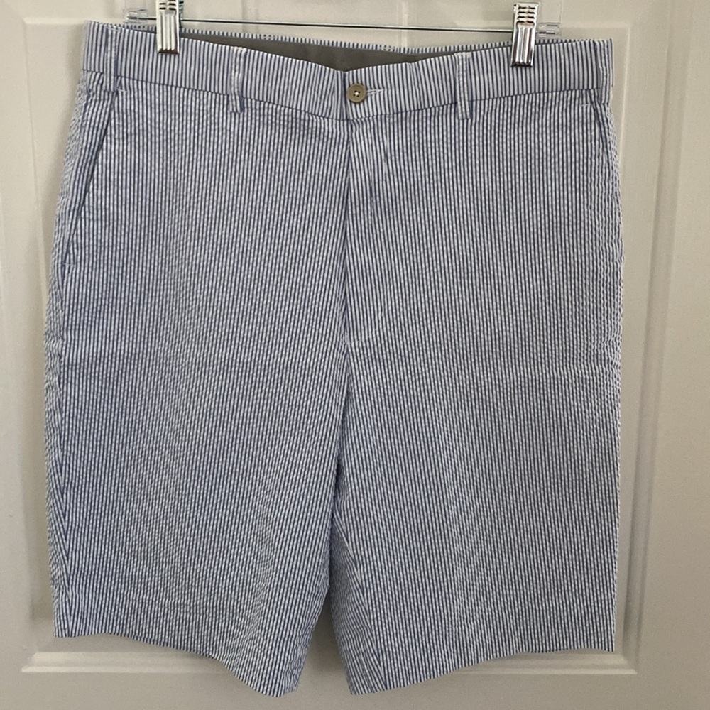 Britches by Samtex Seersucker Shorts Flex Stretch Waistband. Size 38